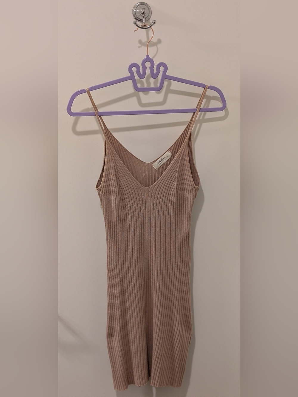 Mahina Hawaii Ribbed Knit Slip Dress in Mauve-Taupe